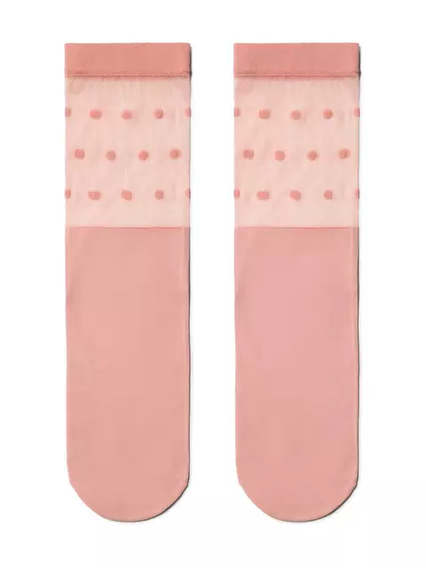 Удлиненные женские носки с прозрачным верхом в горошек fantasy dusty rose, 19С-29СП, 36-39 (23-25), CONTE ELEGANT,  - 2