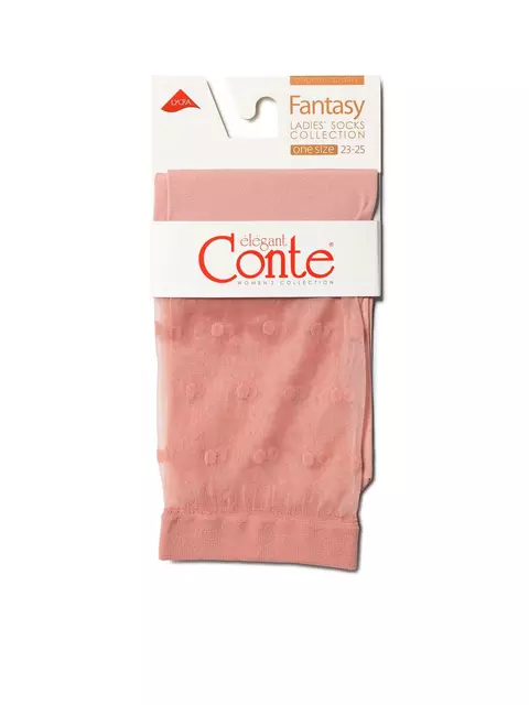 Удлиненные женские носки с прозрачным верхом в горошек fantasy dusty rose, 19С-29СП, 36-39 (23-25), CONTE ELEGANT,  - 3