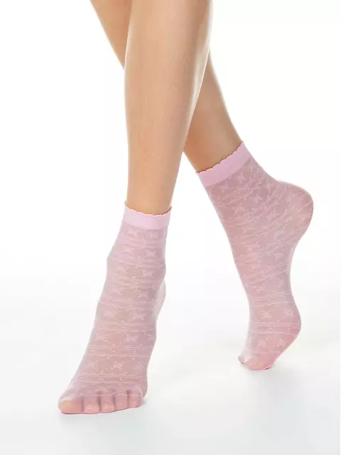 Тонкие женские носки fantasy с ажурным рисунком 19с-112сп light pink, 19С-112СП, 36-39 (23-25), CONTE ELEGANT,  - 1