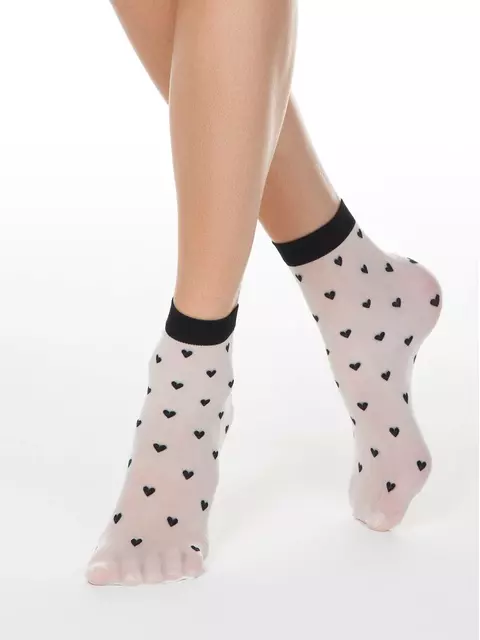 Тонкие женские носки fantasy с рисунком "сердечки" conte 19с-111сп panna, 19С-111СП, 36-39 (23-25), CONTE ELEGANT,  - 4