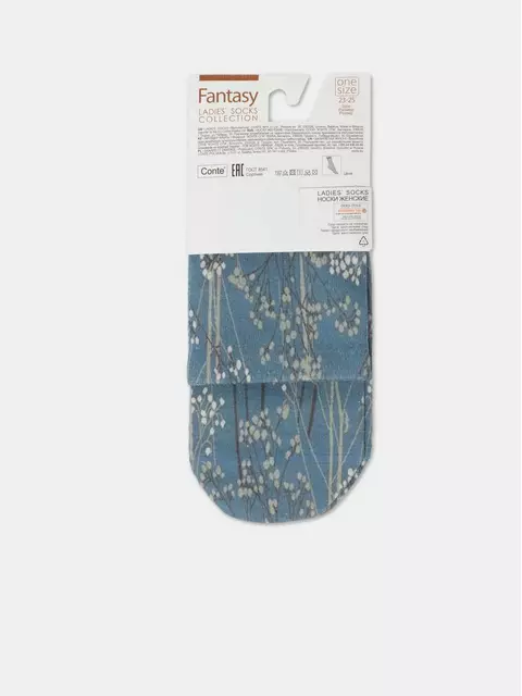 Носки женские с принтом из смесовой пряжи с хлопком и льном fantasy 404 джинс, 20С-107СП, 36-39 (23-25), ,  - 6