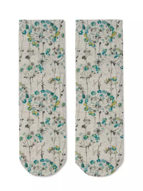 Носки женские с принтом fantasy из смесовой пряжи с хлопком и льном 258 бежевый, 20С-107СП, 36-39 (23-25), CONTE ELEGANT,  - 2