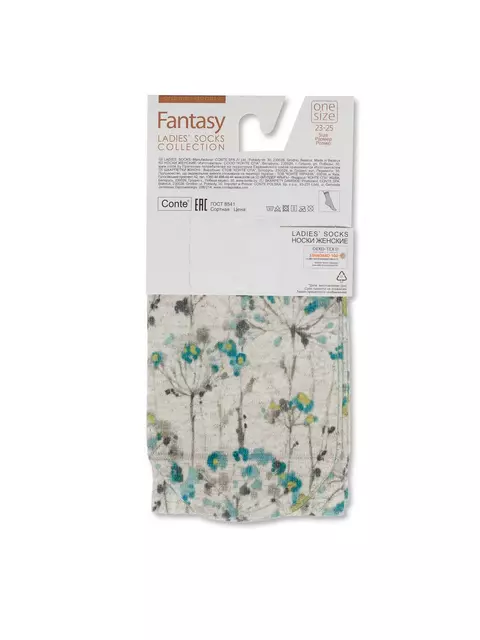 Носки женские с принтом fantasy из смесовой пряжи с хлопком и льном 258 бежевый, 20С-107СП, 36-39 (23-25), CONTE ELEGANT,  - 4
