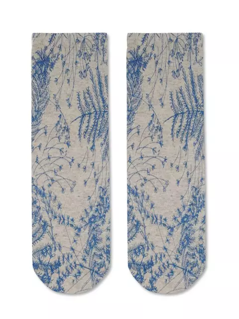 Носки женские с принтом fantasy из смесовой пряжи с хлопком и льном 260 бежевый, 20С-107СП, 36-39 (23-25), CONTE ELEGANT,  - 2