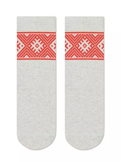 Носки женские с принтом fantasy из смесовой пряжи с хлопком и льном 274 бежевый, 20С-107СП, 36-39 (23-25), CONTE ELEGANT,  - 2