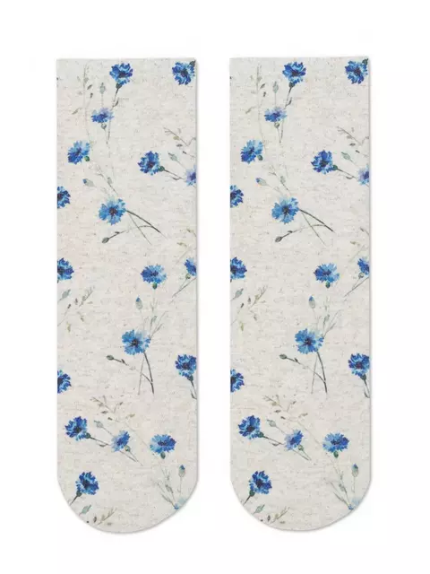 Носки женские с принтом fantasy из смесовой пряжи с хлопком и льном 275 бежевый, 20С-107СП, 36-39 (23-25), CONTE ELEGANT,  - 2