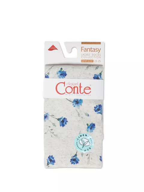 Носки женские с принтом fantasy из смесовой пряжи с хлопком и льном 275 бежевый, 20С-107СП, 36-39 (23-25), CONTE ELEGANT,  - 3