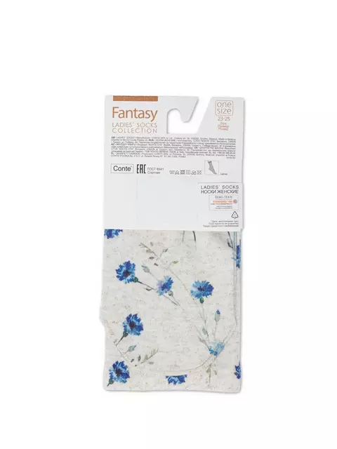 Носки женские с принтом fantasy из смесовой пряжи с хлопком и льном 275 бежевый, 20С-107СП, 36-39 (23-25), CONTE ELEGANT,  - 4