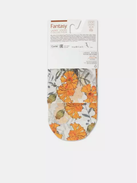 Носки женские с принтом из смесовой пряжи с хлопком и льном fantasy 402 желтый, 20С-107СП, 36-39 (23-25), ,  - 7