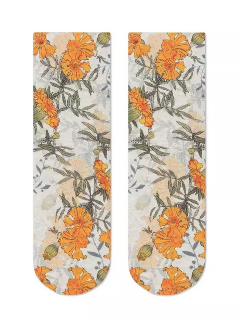 Носки женские с принтом из смесовой пряжи с хлопком и льном fantasy 402 желтый, 20С-107СП, 36-39 (23-25), ,  - 4