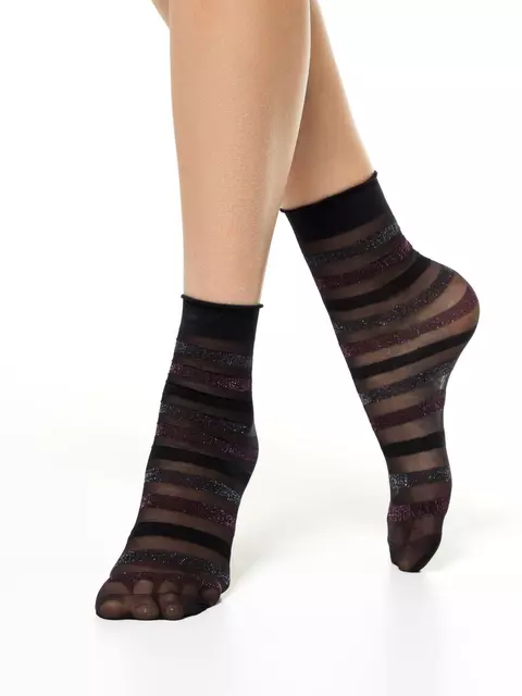 Сияющие женские носки в разноцветную полоску fantasy 21с-14сп nero, , 36-39 (23-25), , - 1