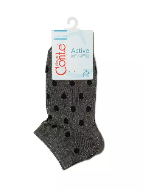 Укороченные блестящие вискозные носки с рисунком «в горошек» fantasy 155 пепельный, 19С-61СП, 36-37 (23), CONTE ELEGANT,  - 3