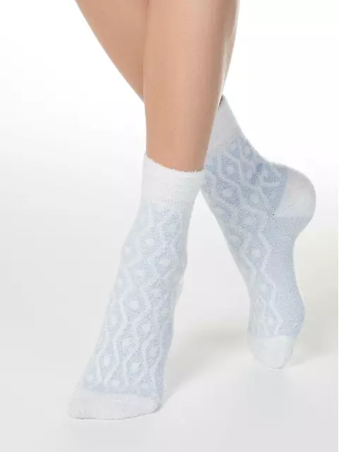 Теплые женские носки comfort с пушистым рельефным рисунком 135 светло-голубой, , 38-39 (25), CONTE ELEGANT, - 1