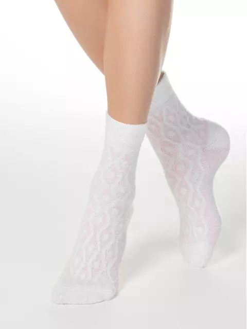 Теплые женские носки comfort с пушистым рельефным рисунком 135 бледно-розовый, , 38-39 (25), CONTE ELEGANT, - 1