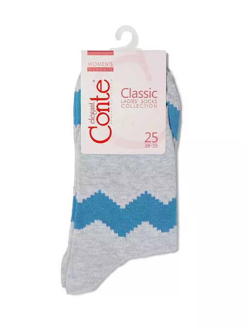 Носки женские хлопковые classic (люрекс) 065 серый-бирюза, , 36-37 (23), CONTE ELEGANT, - 3