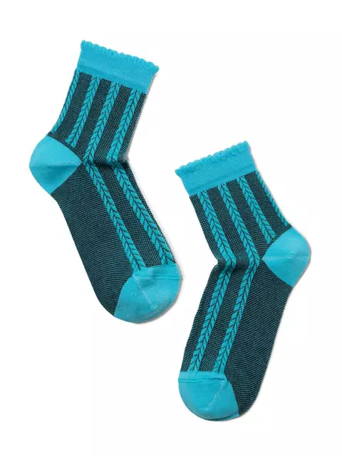 Носки женские хлопковые classic (рельефные) 086 бирюза, 16С-58СП, 36-37 (23), CONTE ELEGANT,  - 2