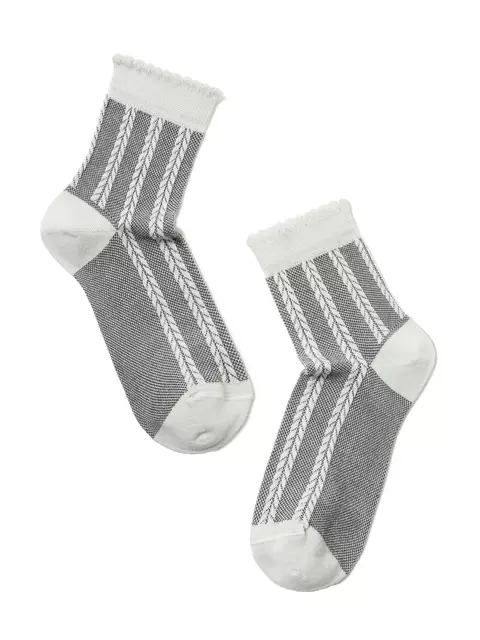 Носки женские хлопковые classic (рельефные) 086 светло-серый, 16С-58СП, 36-37 (23), CONTE ELEGANT,  - 2