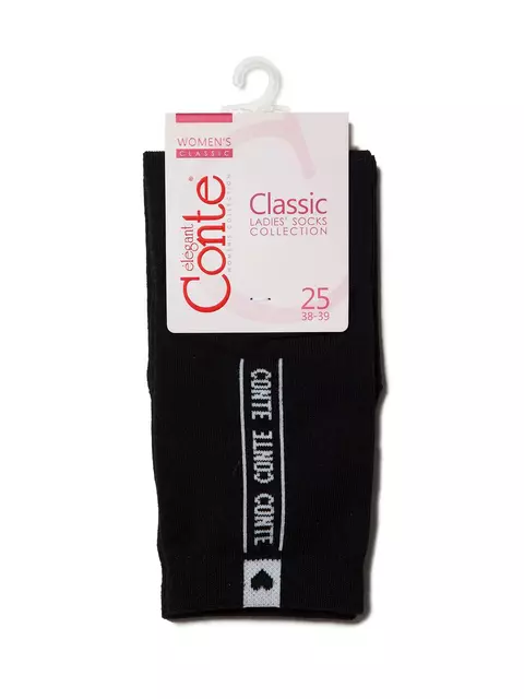 Хлопковые женские носки с рисунком "conte" 152 черный, 7С-22СП, 36-38 (23-25), CONTE ELEGANT,  - 4