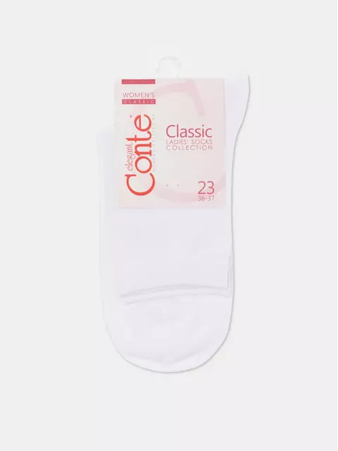 Хлопковые женские носки conte classic 000 белый, 7С-22СП, 36-38 (23-25), CONTE ELEGANT,  - 3