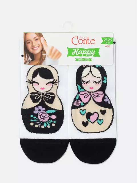 Носки женские хлопковые happy 356 белый, 17С-21СП, 36-39 (23-25), CONTE ELEGANT,  - 5