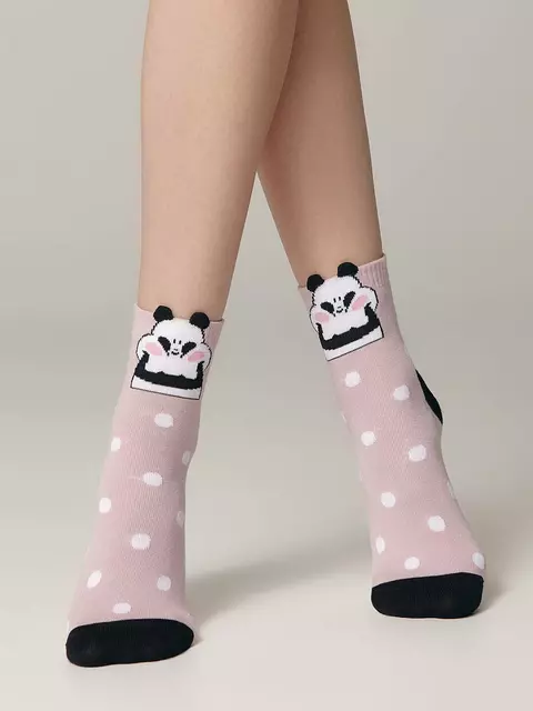 Хлопковые женские носки classic с пикотом «panda» 365 пепельно-розовый, 17С-183СП, 40-41 (27), CONTE ELEGANT,  - 1