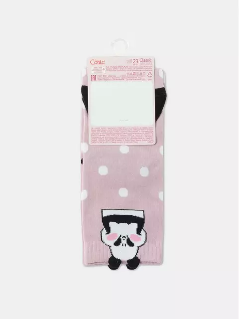 Хлопковые женские носки classic с пикотом «panda» 365 пепельно-розовый, 17С-183СП, 40-41 (27), CONTE ELEGANT,  - 6