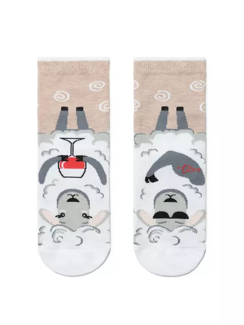 Хлопковые женские носки conte happy с рисунками "овечка и барашек" 170 бежевый, 18С-227СП, 36-39 (23-25), CONTE ELEGANT,  - 2