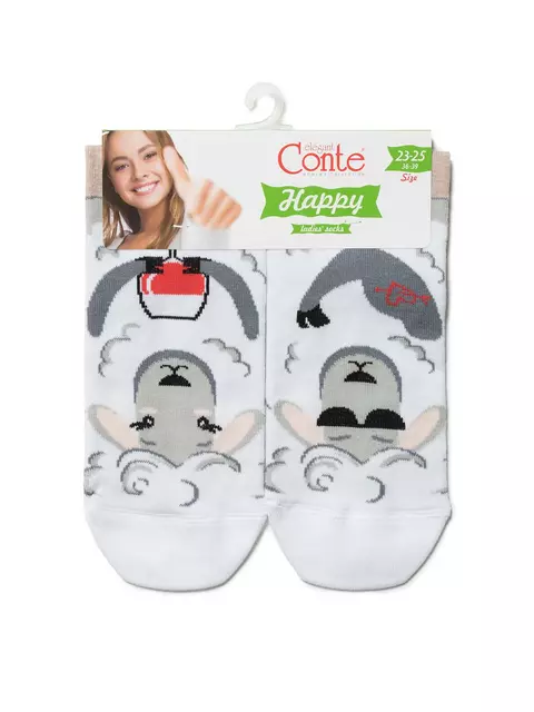 Хлопковые женские носки conte happy с рисунками "овечка и барашек" 170 бежевый, 18С-227СП, 36-39 (23-25), CONTE ELEGANT,  - 3