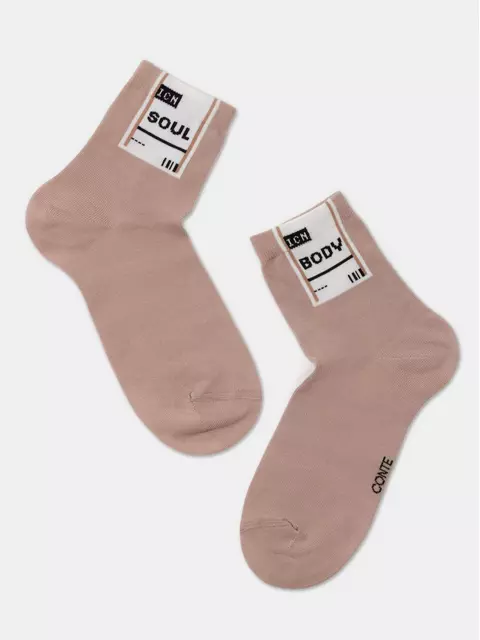 ​носки женские хлопковые happy 290 бежевый, 18С-227СП, 36-39 (23-25), CONTE ELEGANT,  - 3