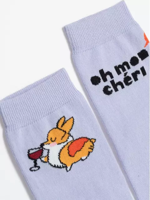 Хлопковые женские носки happy с рисунками "oh mon chéri" 371 бледно-фиолетовый, 18С-227СП, 36-39 (23-25), CONTE ELEGANT,  - 4