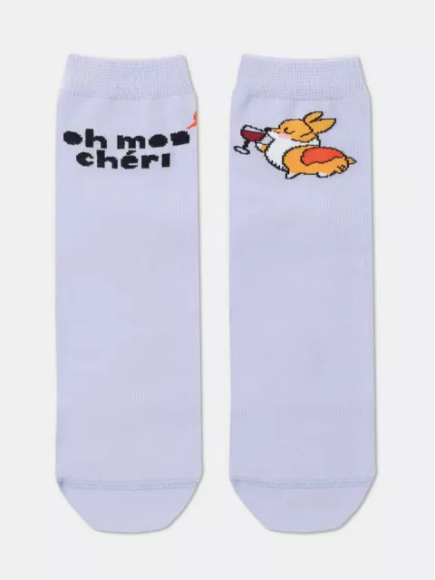 Хлопковые женские носки happy с рисунками "oh mon chéri" 371 бледно-фиолетовый, 18С-227СП, 36-39 (23-25), CONTE ELEGANT,  - 3