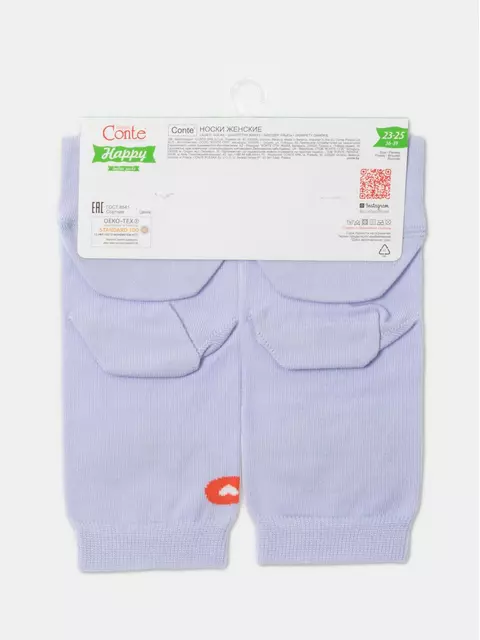 Хлопковые женские носки happy с рисунками "oh mon chéri" 371 бледно-фиолетовый, 18С-227СП, 36-39 (23-25), CONTE ELEGANT,  - 6