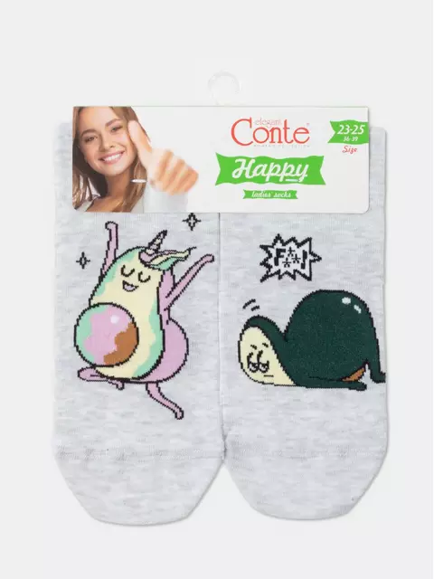 Хлопковые женские носки happy с рисунком «fitness» 385 светло-серый, 18С-227СП, 36-39 (23-25), ,  - 5