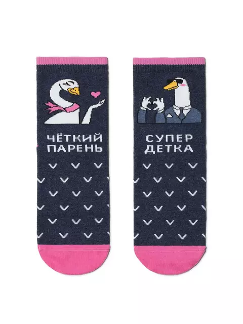 Носки женские хлопковые conte happy c рисунками "гуси" 172 темный джинс, 18С-227СП, 36-39 (23-25), CONTE ELEGANT,  - 2