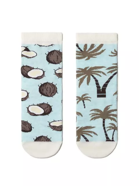 Хлопковые женские носки happy с рисунками "кокосы и пальмы" 165 бледно-бирюзовый, 18С-227СП, 36-39 (23-25), CONTE ELEGANT,  - 2