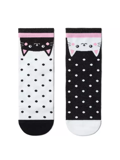 Носки женские хлопковые conte happy c рисунками "котики" 174 черный-белый, 18С-227СП, 36-39 (23-25), CONTE ELEGANT,  - 2