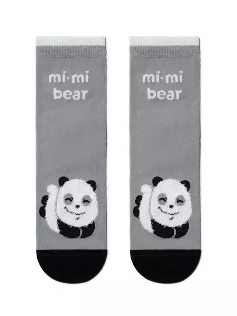 Хлопковые женские носки happy с пушистым рисунком "панда" 421 серый, 18С-268СП, 36-39 (23-25), CONTE ELEGANT,  - 2