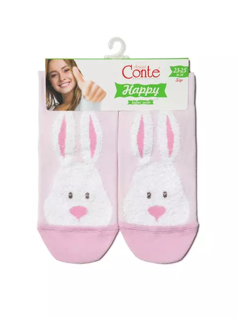 Хлопковые женские носки happy с пушистым рисунком "зайчик" 420 светло-розовый, 18С-268СП, 36-39 (23-25), CONTE ELEGANT,  - 3