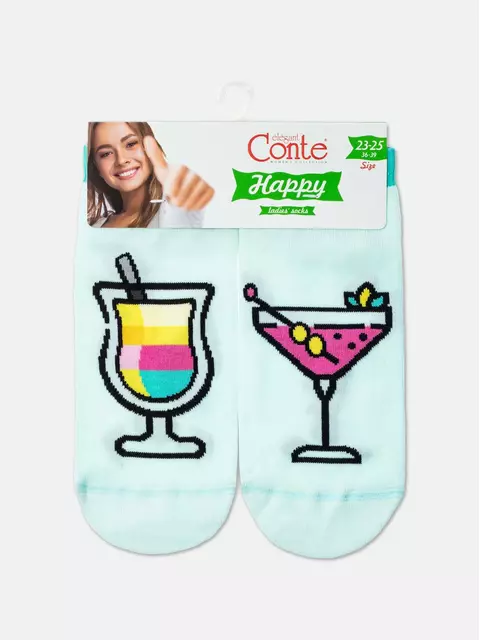 Носки женские хлопковые happy 247 бледно-бирюзовый, 19С-114СП, 36-39 (23-25), CONTE ELEGANT,  - 5