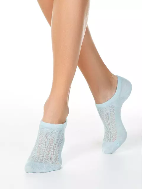 Ультракороткие женские носки active с ажурным переплетением 179 бледно-бирюзовый, 19С-185СП, 36-37 (23), CONTE ELEGANT,  - 1