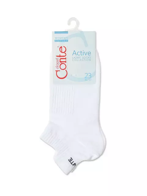 Ультракороткие женские хлопковые носки active с «язычком»  205 белый, 19С-245СП, 39-41 (25-27), CONTE ELEGANT,  - 4