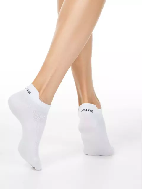 Ультракороткие женские хлопковые носки active с «язычком»  205 белый, 19С-245СП, 36-37 (23), CONTE ELEGANT,  - 1