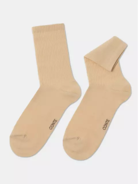 Удлиненные женские хлопковые носки active 000 бежевый, , 38-39 (25), CONTE ELEGANT, - 2