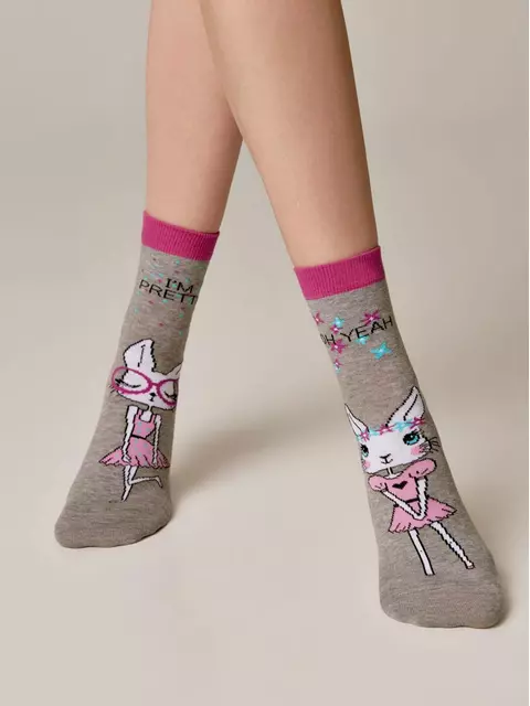 Хлопковые женские носки с рисунками happy (3 пары) 777 ассорти, 18С-227СП, 36-39 (23-25), CONTE ELEGANT,  - 5