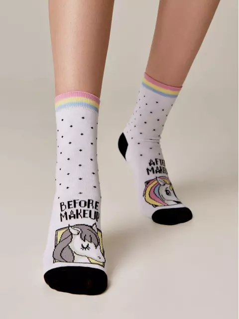 Хлопковые женские носки с рисунками happy (3 пары) 777 ассорти, 18С-227СП, 36-39 (23-25), CONTE ELEGANT,  - 6