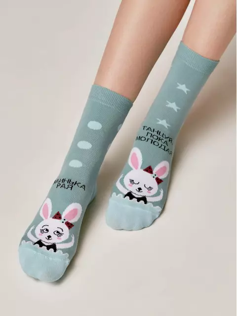 Хлопковые женские носки с рисунками happy (3 пары) 777 ассорти, 18С-227СП, 36-39 (23-25), CONTE ELEGANT,  - 2