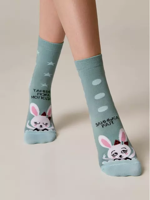 Хлопковые женские носки с рисунками happy (3 пары) 777 ассорти, 18С-227СП, 36-39 (23-25), CONTE ELEGANT,  - 3