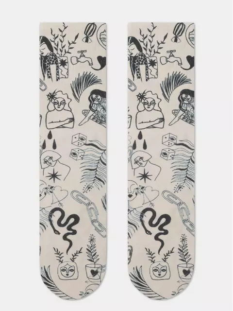 Удлиненные женские носки с хлопком fantasy 391 бежевый, 19С-236/1СП, 36-39 (23-25), CONTE ELEGANT,  - 3