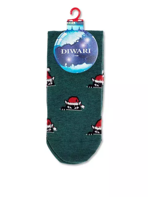 Новогодние мужские носки с пушистой нитью «xmas cat» diwari 524 темно-бирюзовый, 19С-66СП, 42-45 (27-29), DIWARI,  - 2