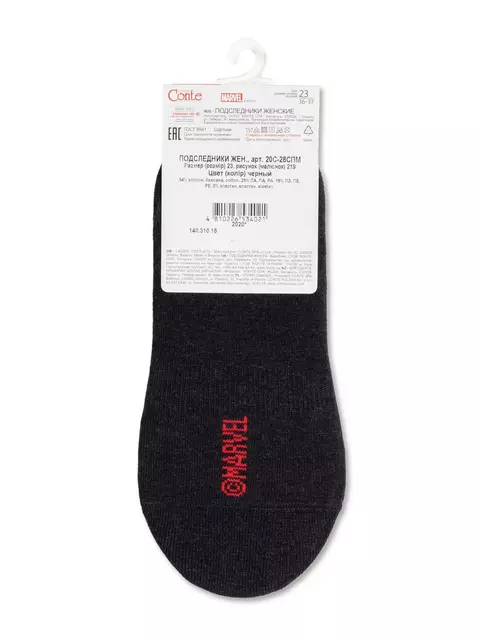 Подследники женские хлопковые с героями ©marvel 219 черный, 20С-28СПМ, 36-37 (23), CONTE ELEGANT,  - 5